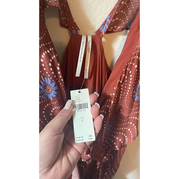Anthropologie Ruffle-Sleeve Printed Wrap Maxi Dress Size S NWT - Picture 7 of 8